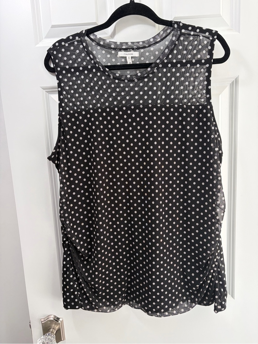 Maurices Black Polka Dot Sleeveless Sheer Yoke Cami NWOT Size 2X